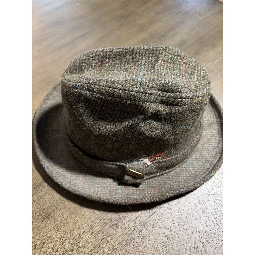 Vintage "Adam" Gray & Brown 100% Wool Tweed Fedora Hat Men's Sz L Made In USA